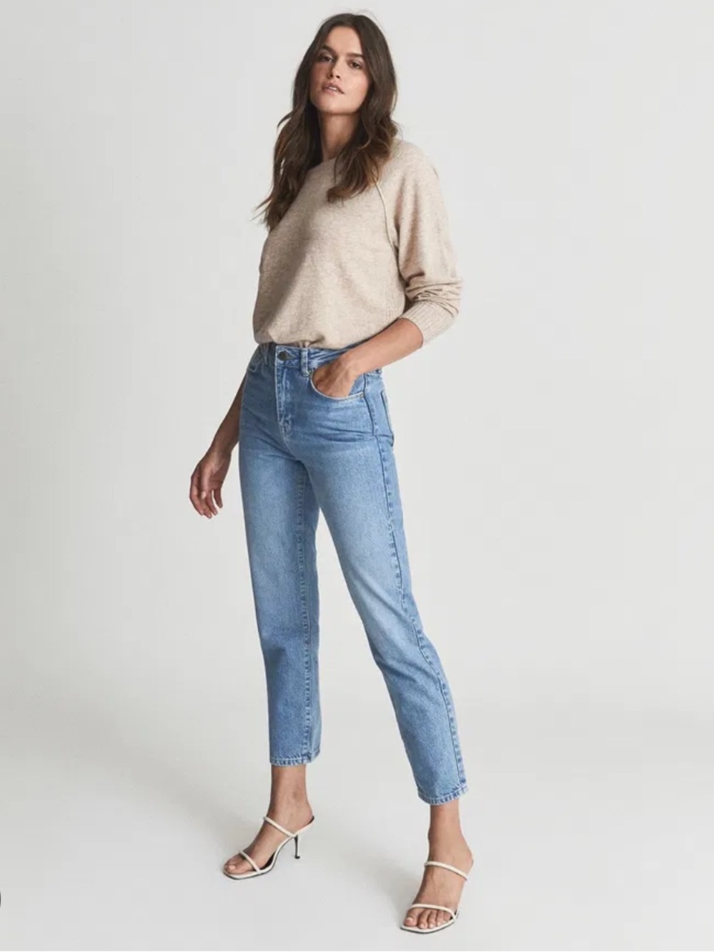 Reiss Raye High-Rise Slim Fit Cropped Jeans size 32